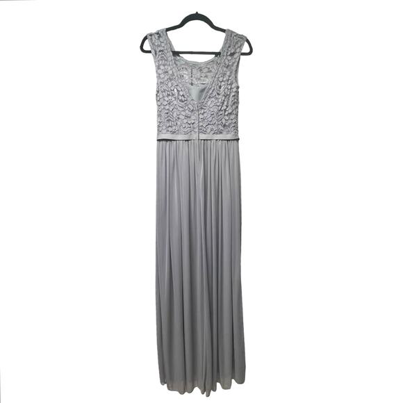 David’s Bridal Gray Long Formal Lace Bodice Sleeveless Dress Bridesmaid Size 4 - Picture 2 of 7